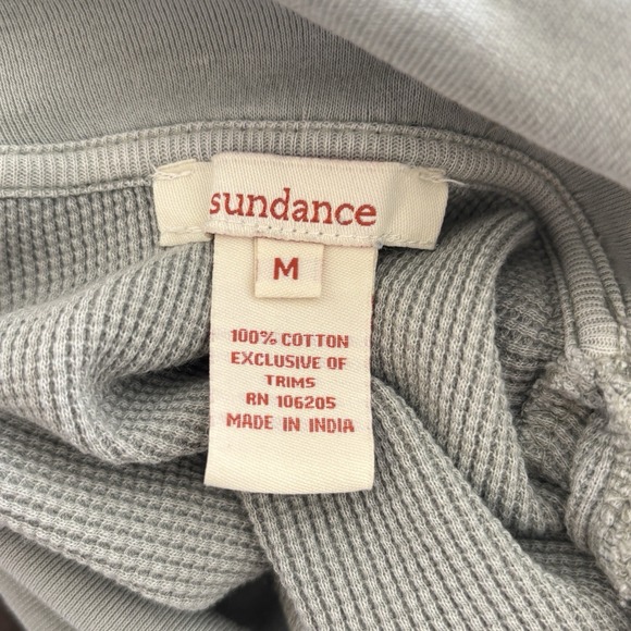 Sundance Waffle Knit Lace Cuff Cowlneck Top Womens M Gray Boho Thermal - Picture 3 of 8